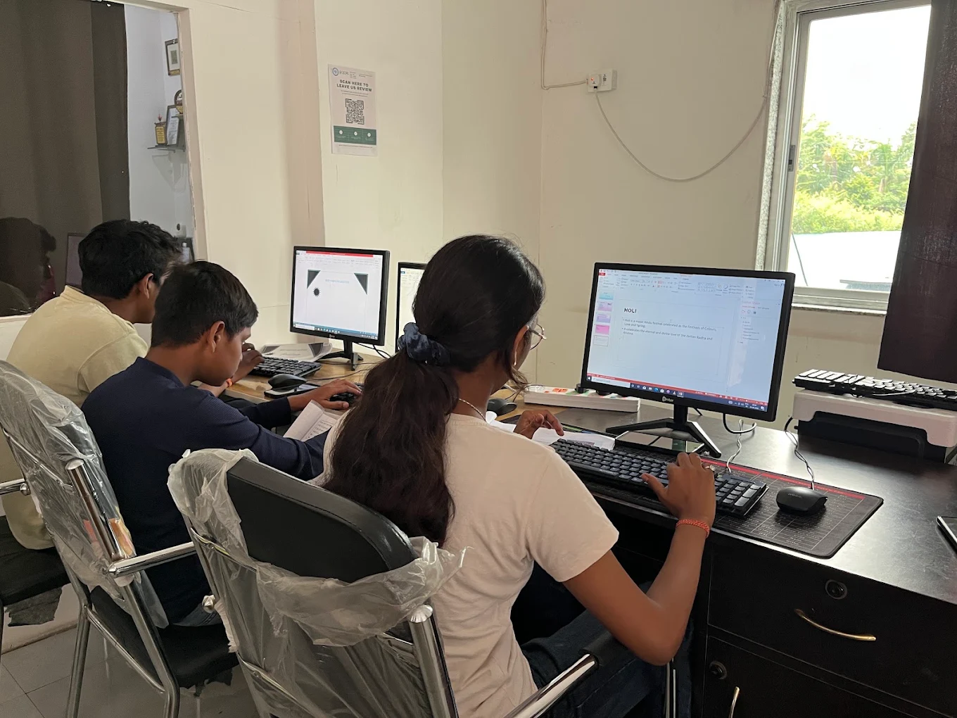 Students attending computer training